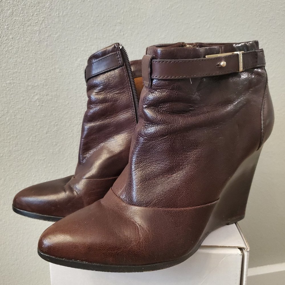 Coach wedge leather booties- Melody Shrnk/Chestnut 9.5M